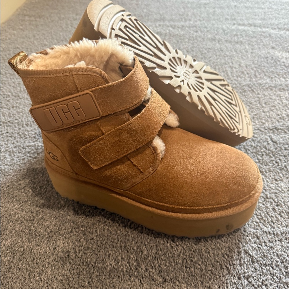 UGG Chestnut Suede Platform Boots